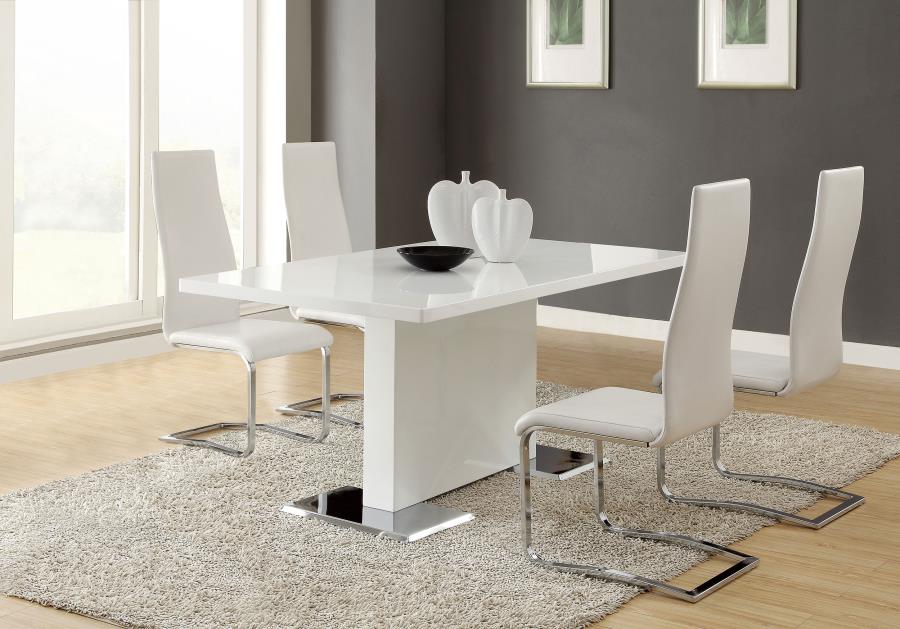 Anges 5 piece Dining Table Set White High Gloss and White