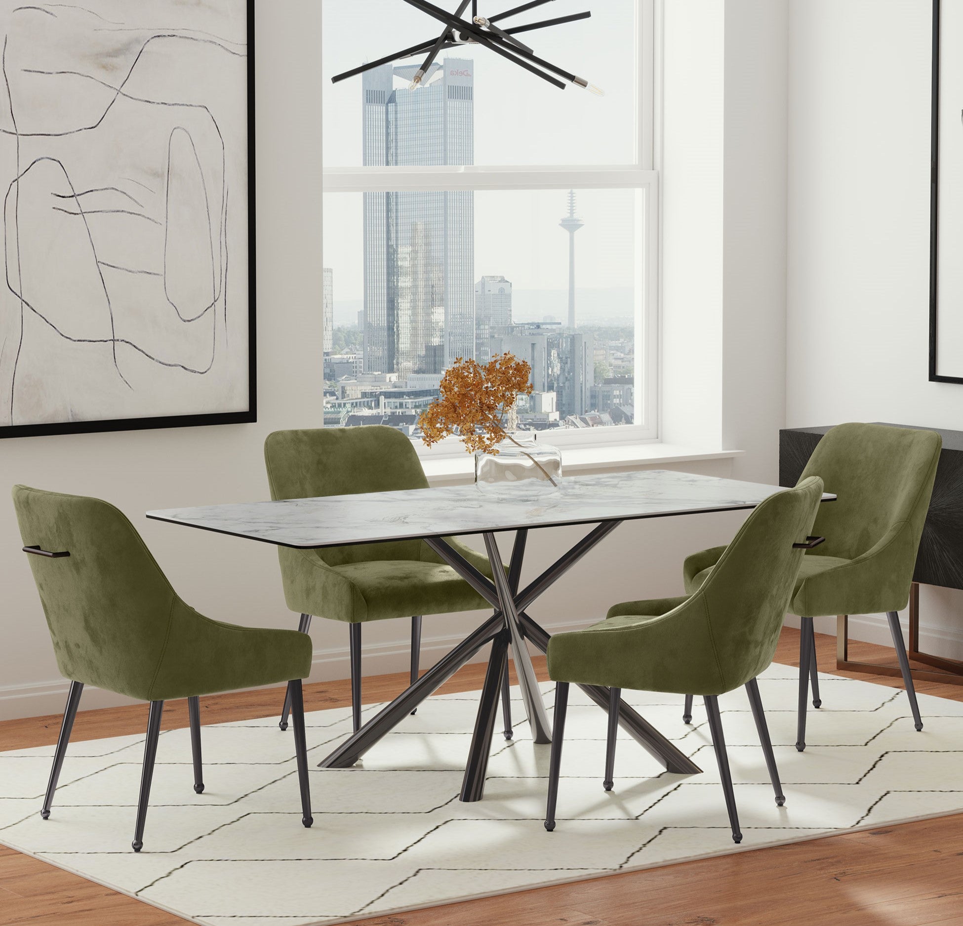 Carvell Mirage White 5 pcs dining set