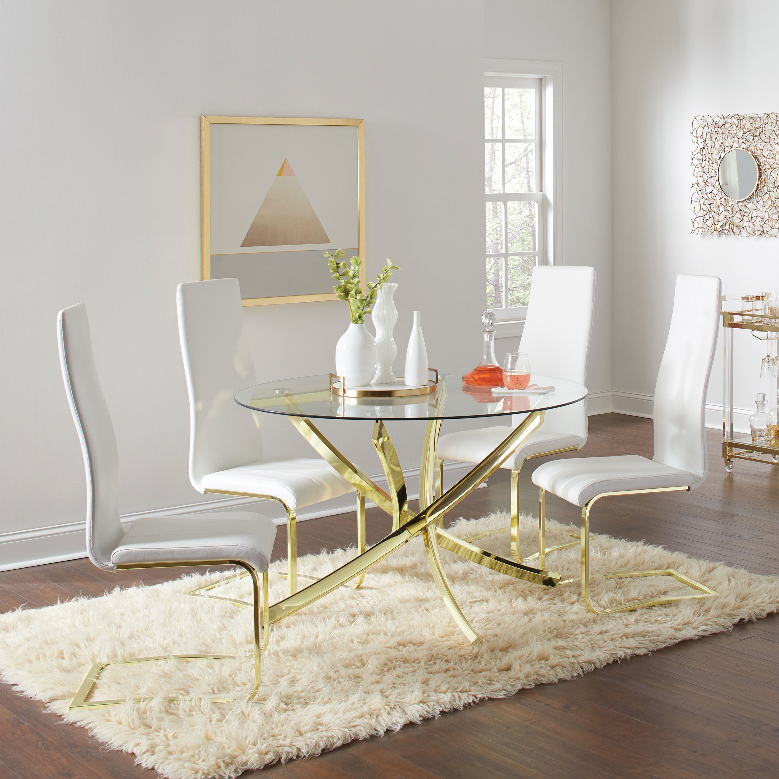 Montclair White & Gold 5 pcs Dining set