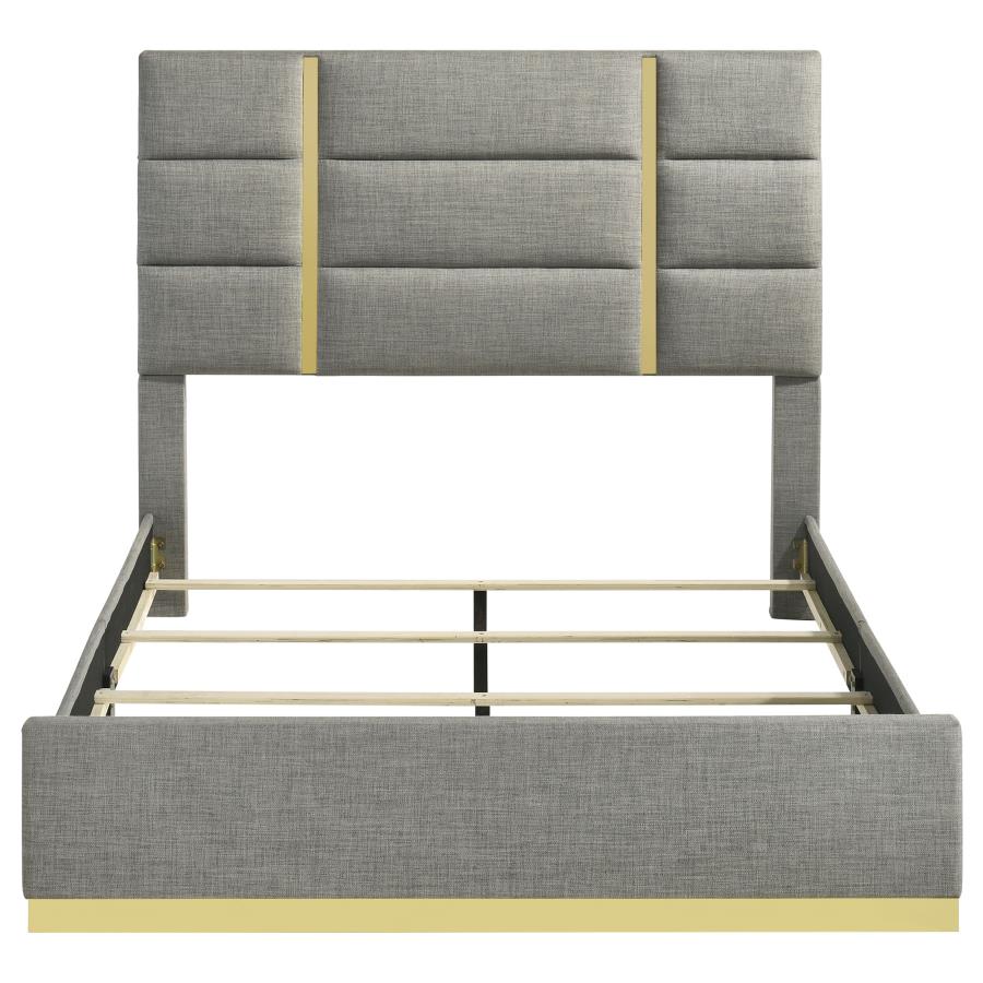 Ines 52-inch Fabric Upholstered Queen Panel Bed Grey