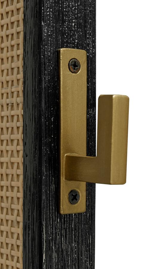 Arini Cane Weave Full Length Standing Floor Mirror Black