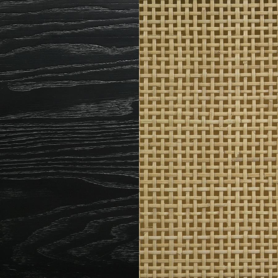 Arini Cane Weave Full Length Standing Floor Mirror Black