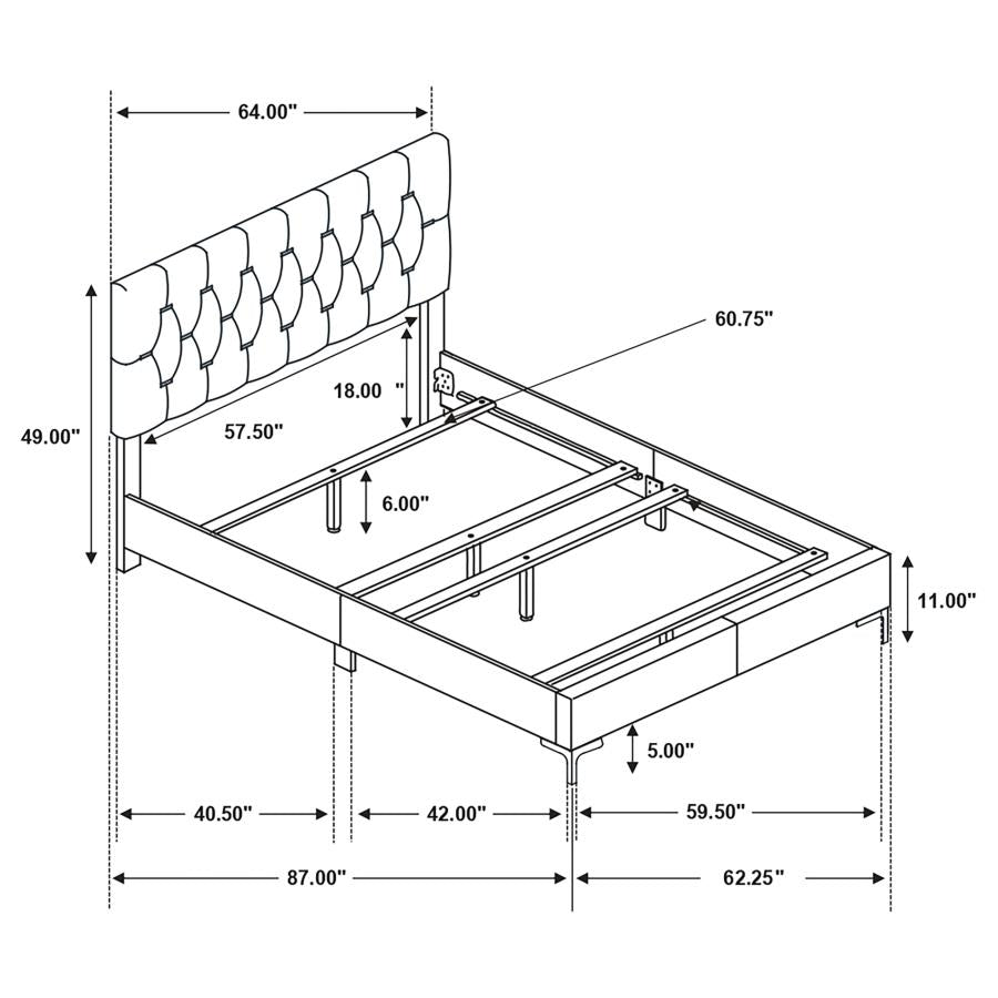 Kendall Upholstered Queen Panel Bed Black