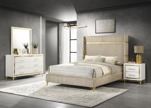 Lucia 4-piece Bedroom Set Beige and White