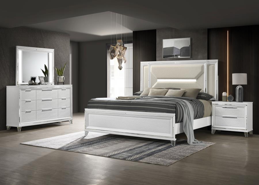 Marmore 4-piece Bedroom Set White LED lights