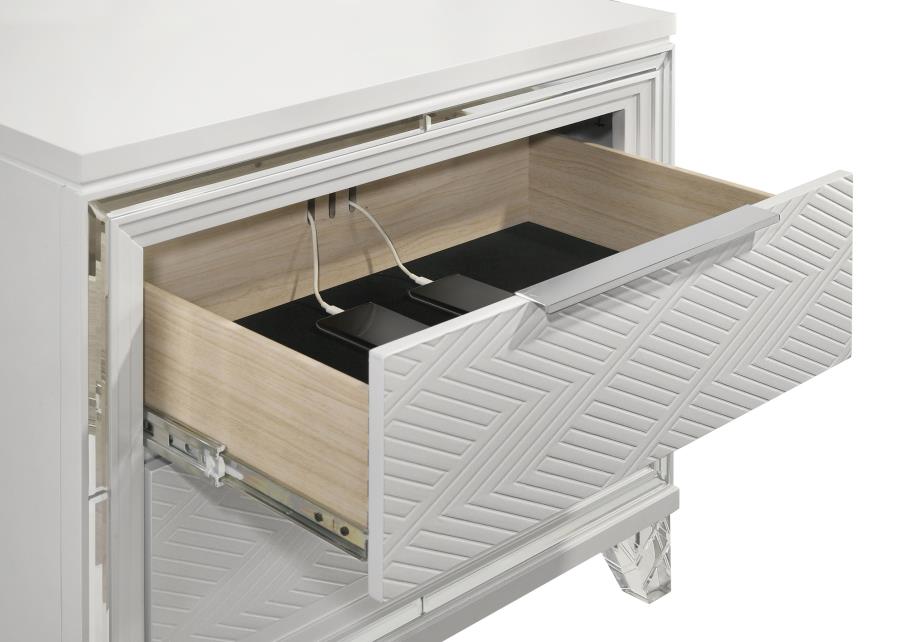 Marmore 4-piece Bedroom Set White LED lights