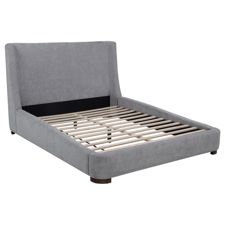 Rennes Upholstered Queen Wingback Platform Bed Grey
