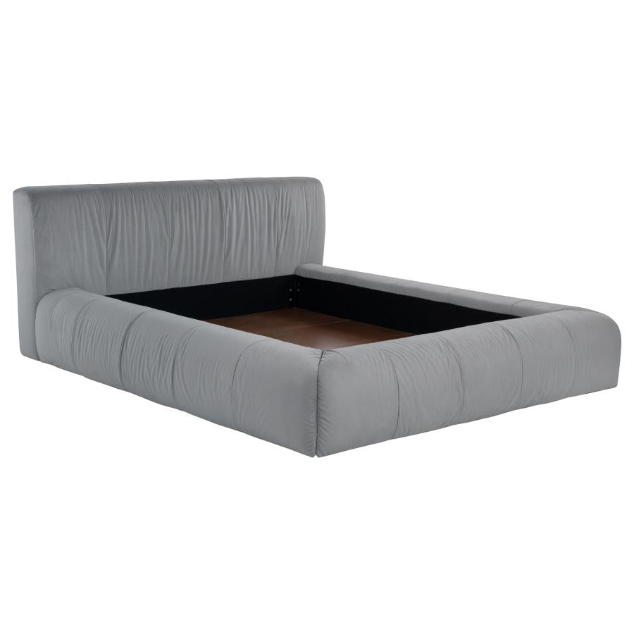 WILSHIRE UPHOLSTERED QUEEN PLATFORM BED GREY