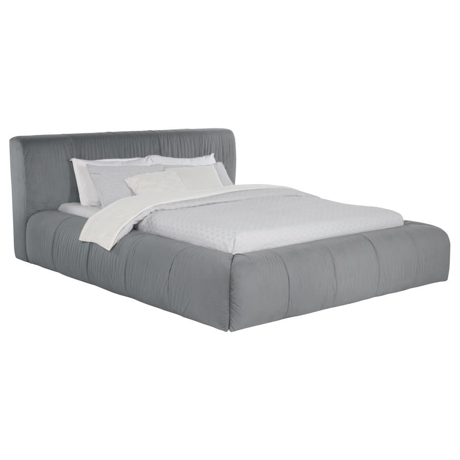 WILSHIRE UPHOLSTERED QUEEN PLATFORM BED GREY