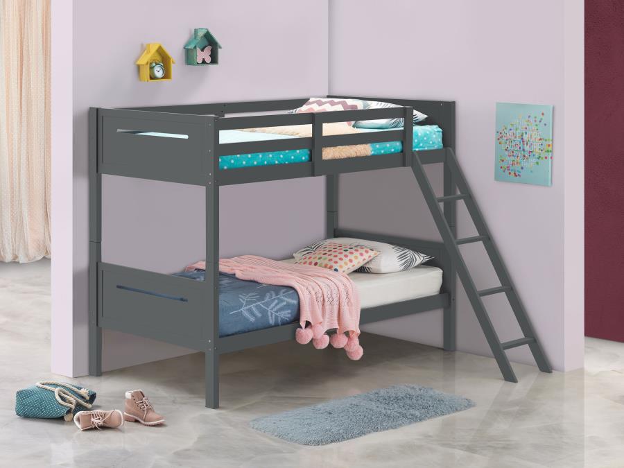 LITTLETON WOOD TWIN OVER TWIN BUNK BED GREY