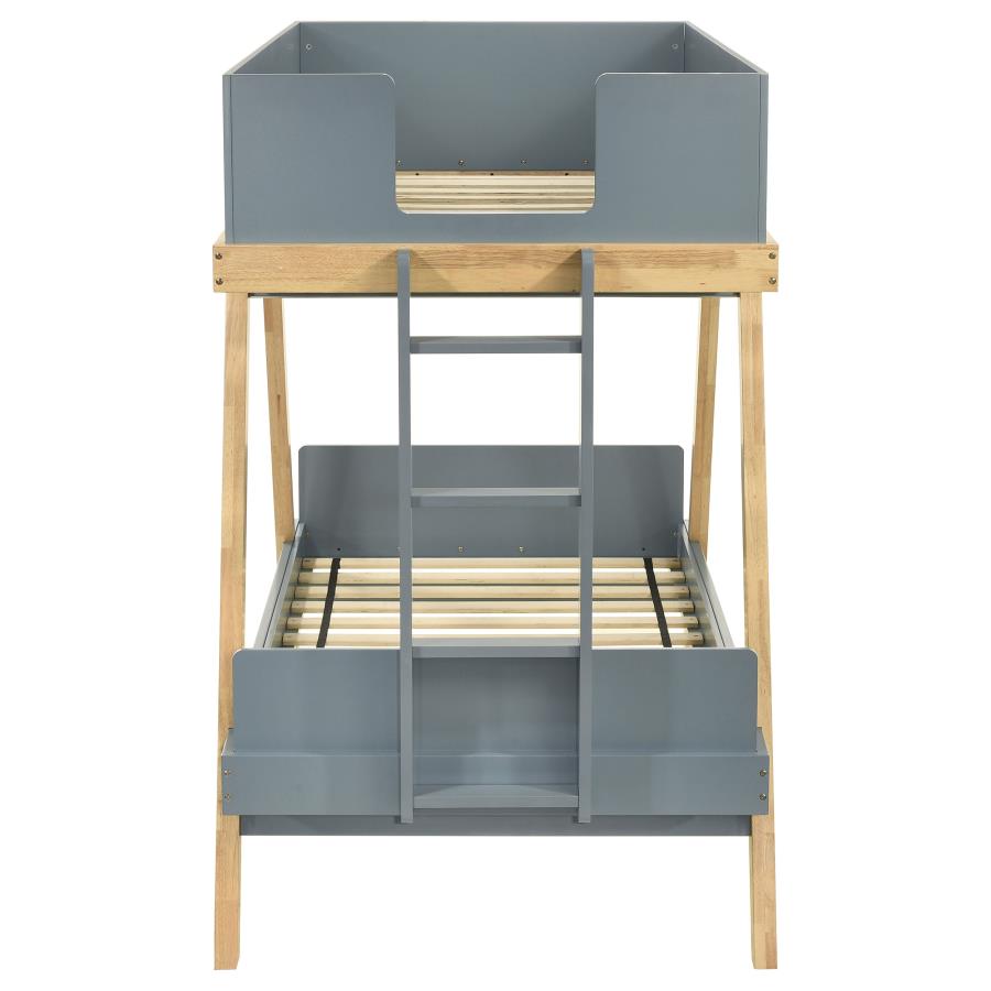 FRANKIE WOOD TWIN OVER TWIN BUNK BED BLUE AND NATURAL