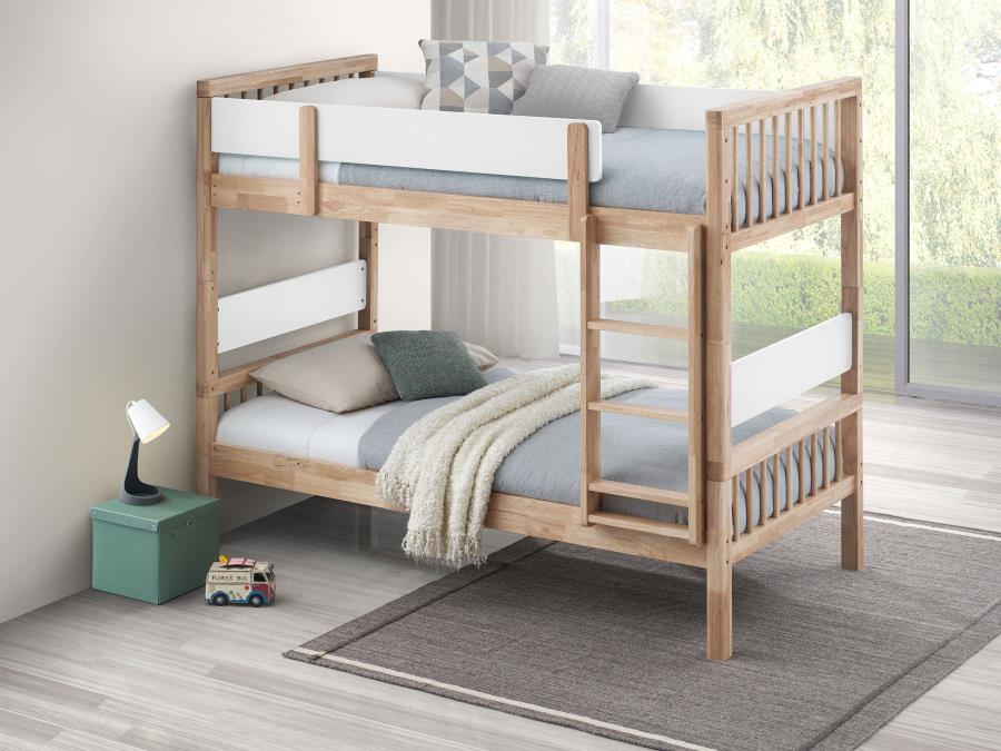 DAKOTA WOOD TWIN OVER TWIN BUNK BED NATURAL