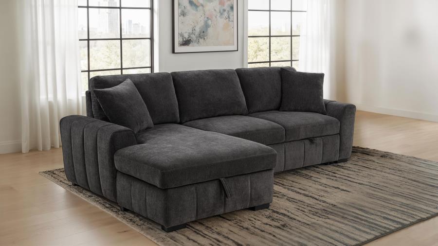 Pastrana Upholstered Sleeper Sectional Sofa LAF Chaise Grey