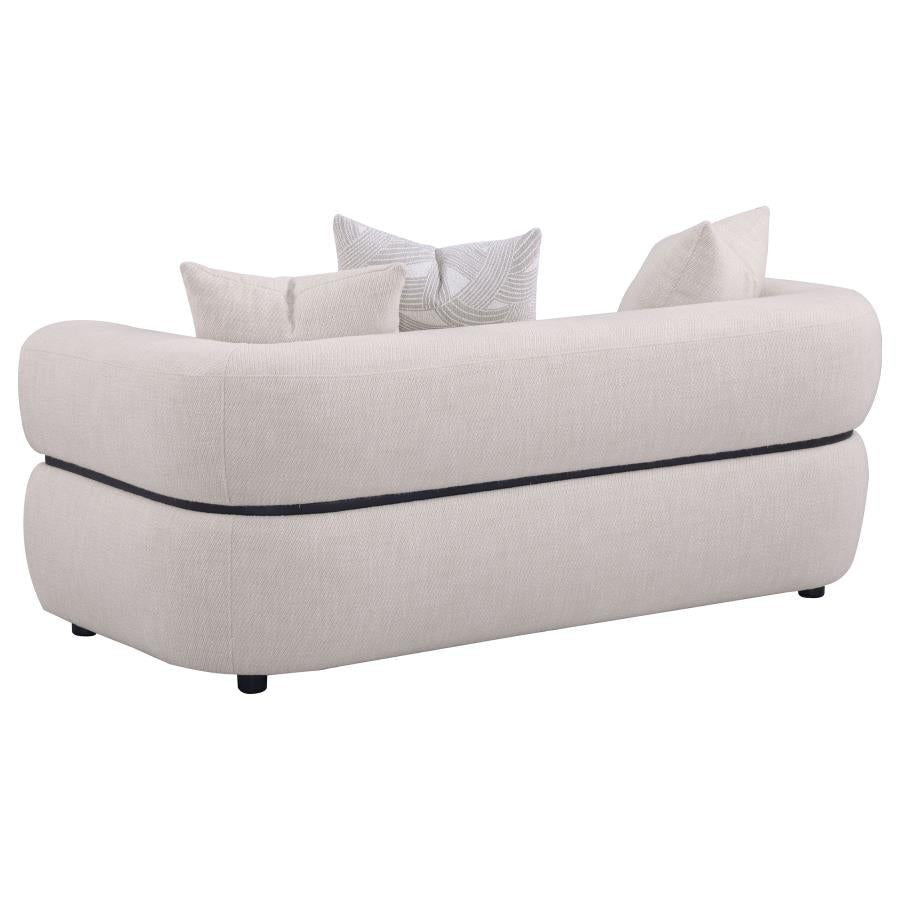 Jeanette 2-piece Fabric Upholstered Round Arm Sofa Set Beige