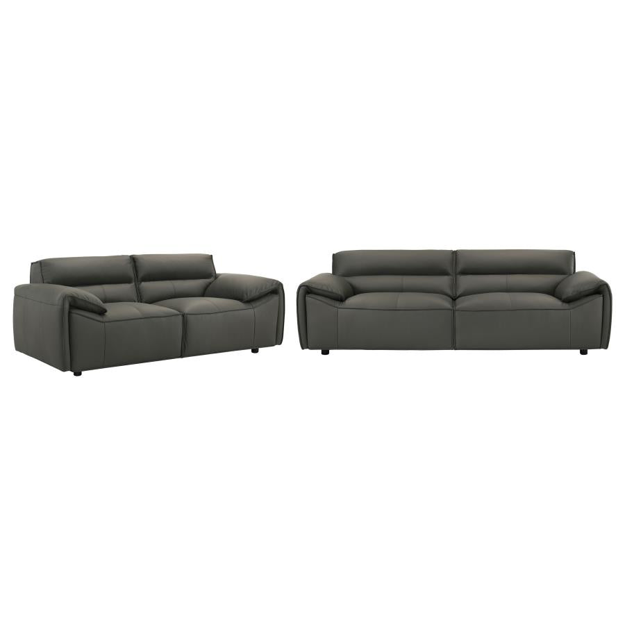 Buxton 2-piece Leather Upholstered Sofa Set Graphite