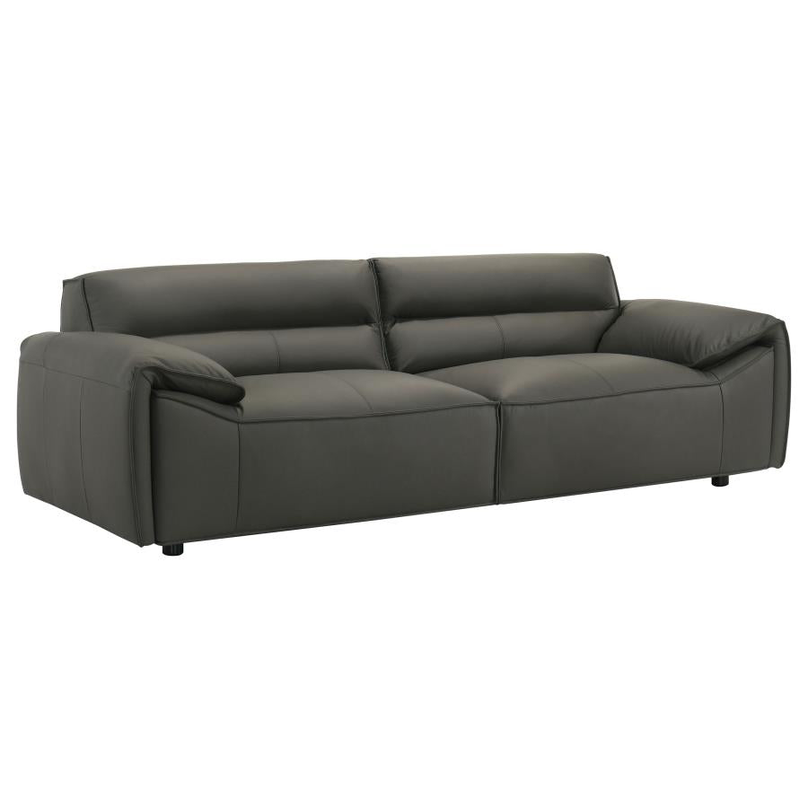 Buxton 2-piece Leather Upholstered Sofa Set Graphite