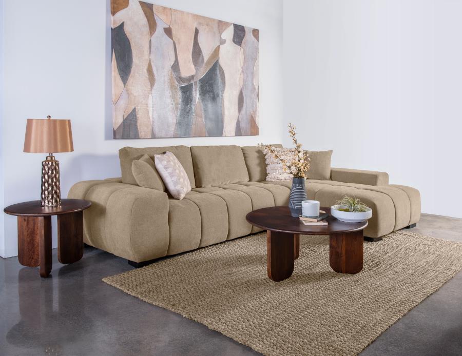Octavua upholstered sectional chaise sofa camel