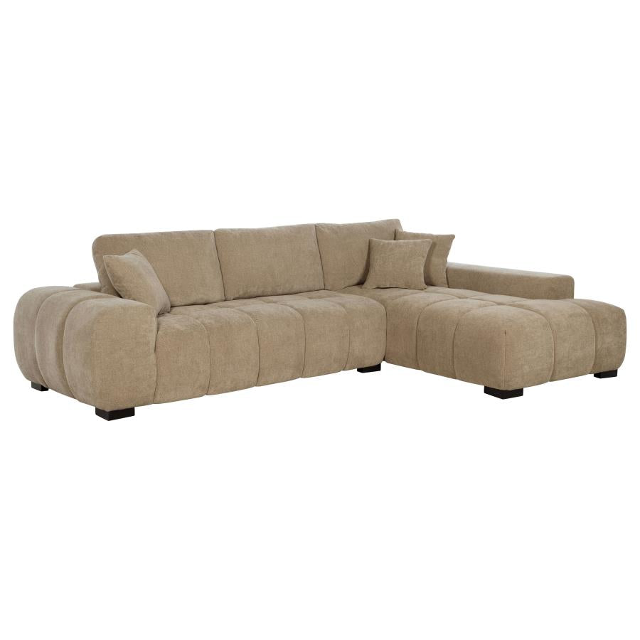 Octavua upholstered sectional chaise sofa camel