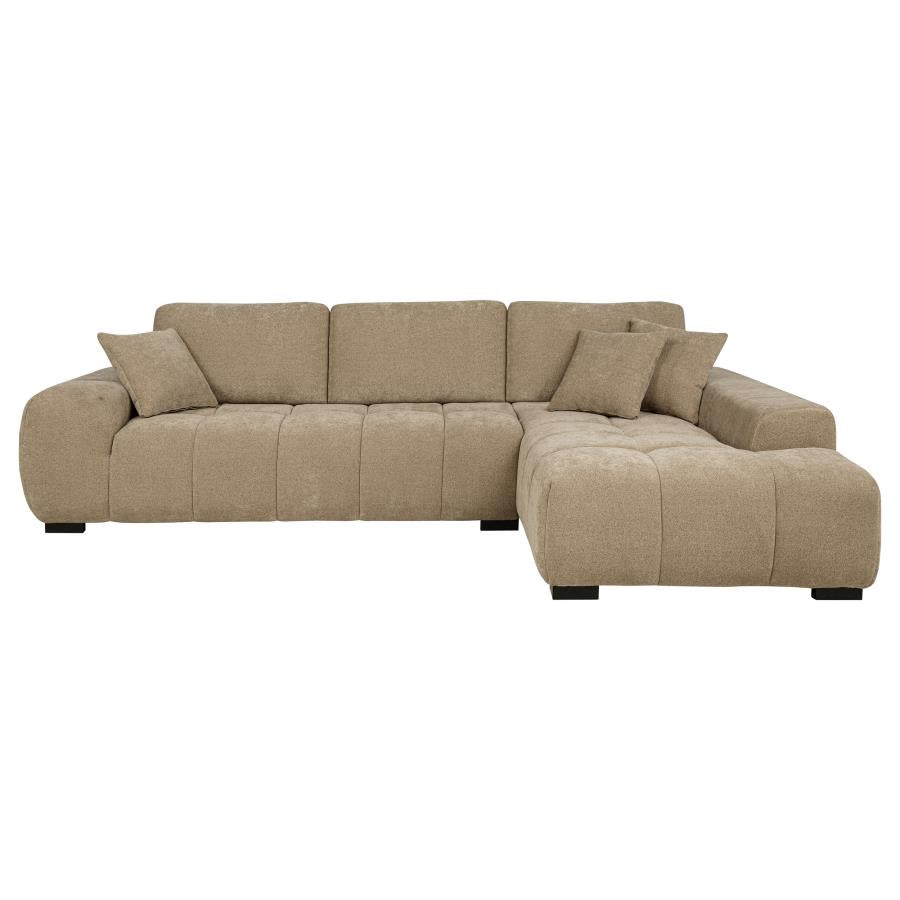 Octavua upholstered sectional chaise sofa camel