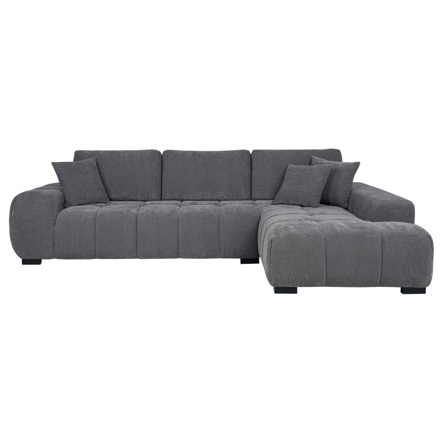 OCTAVIA UPHOLSTERED SECTIONAL CHAISE SOFA CHARCOAL GREY