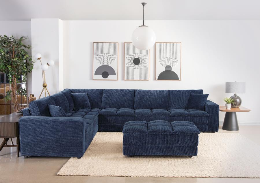 Atlantic 6-PIECE UPHOLSTERED MODULAR SECTIONAL SOFA BLUE