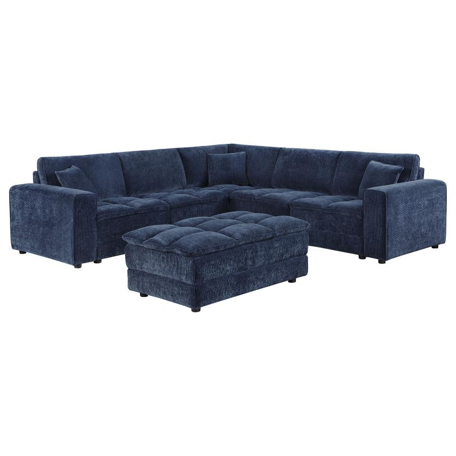 Atlantic 6-PIECE UPHOLSTERED MODULAR SECTIONAL SOFA BLUE