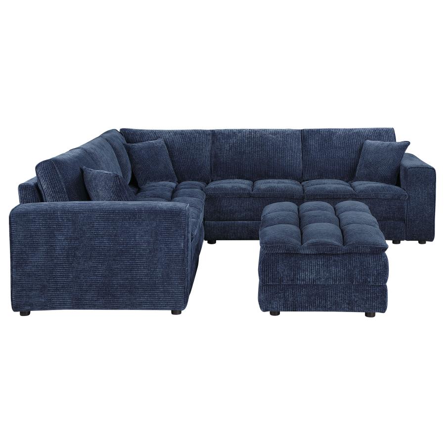 Atlantic 6-PIECE UPHOLSTERED MODULAR SECTIONAL SOFA BLUE
