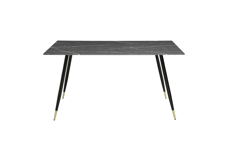 Tessy 5 pcs faux marble black gold dining table set