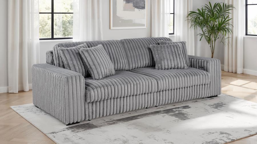 Jacana Corduroy Upholstered Dual Power Chaise Sofa Grey