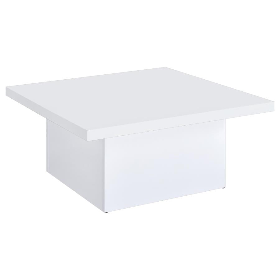 Evar Square Engineered Wood Coffee Table White High Gloss