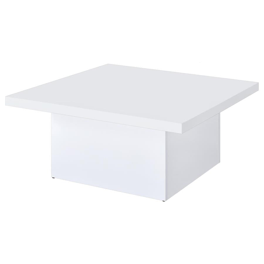 Evar Square Engineered Wood Coffee Table White High Gloss
