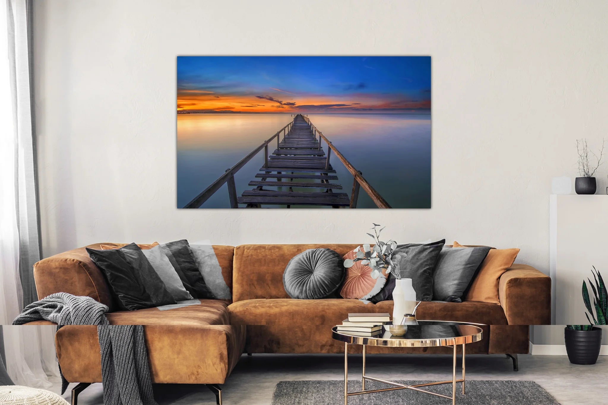 Sunset Bridge Glass Wall Art 60"x36"