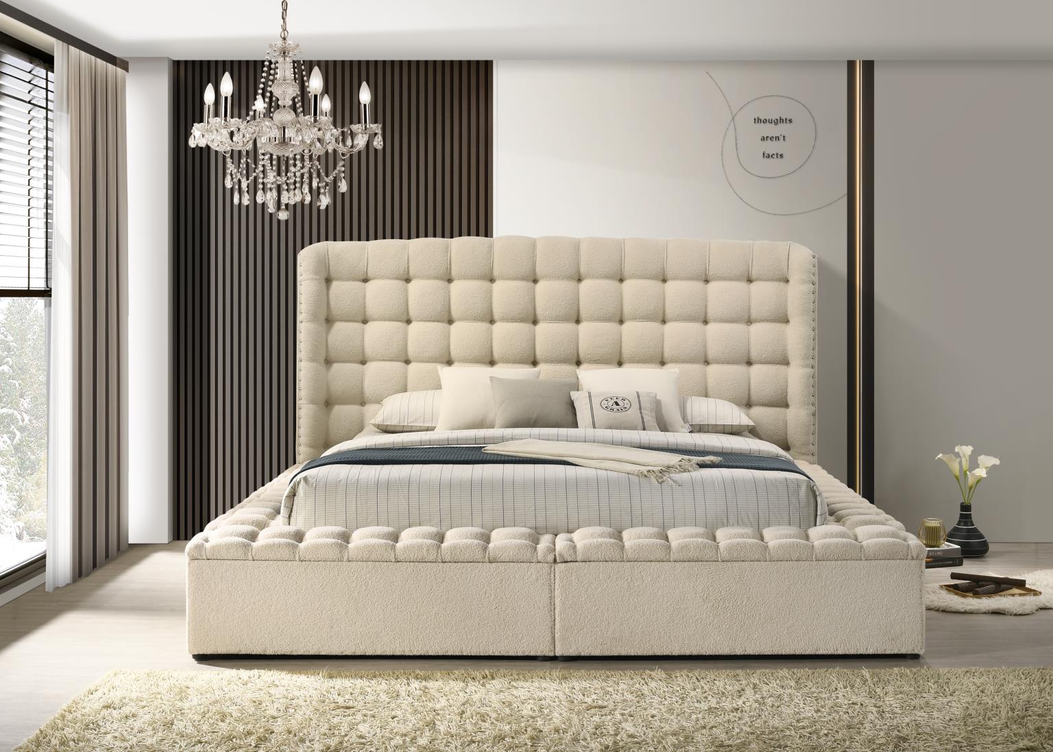 Boucle tufted storage Bed