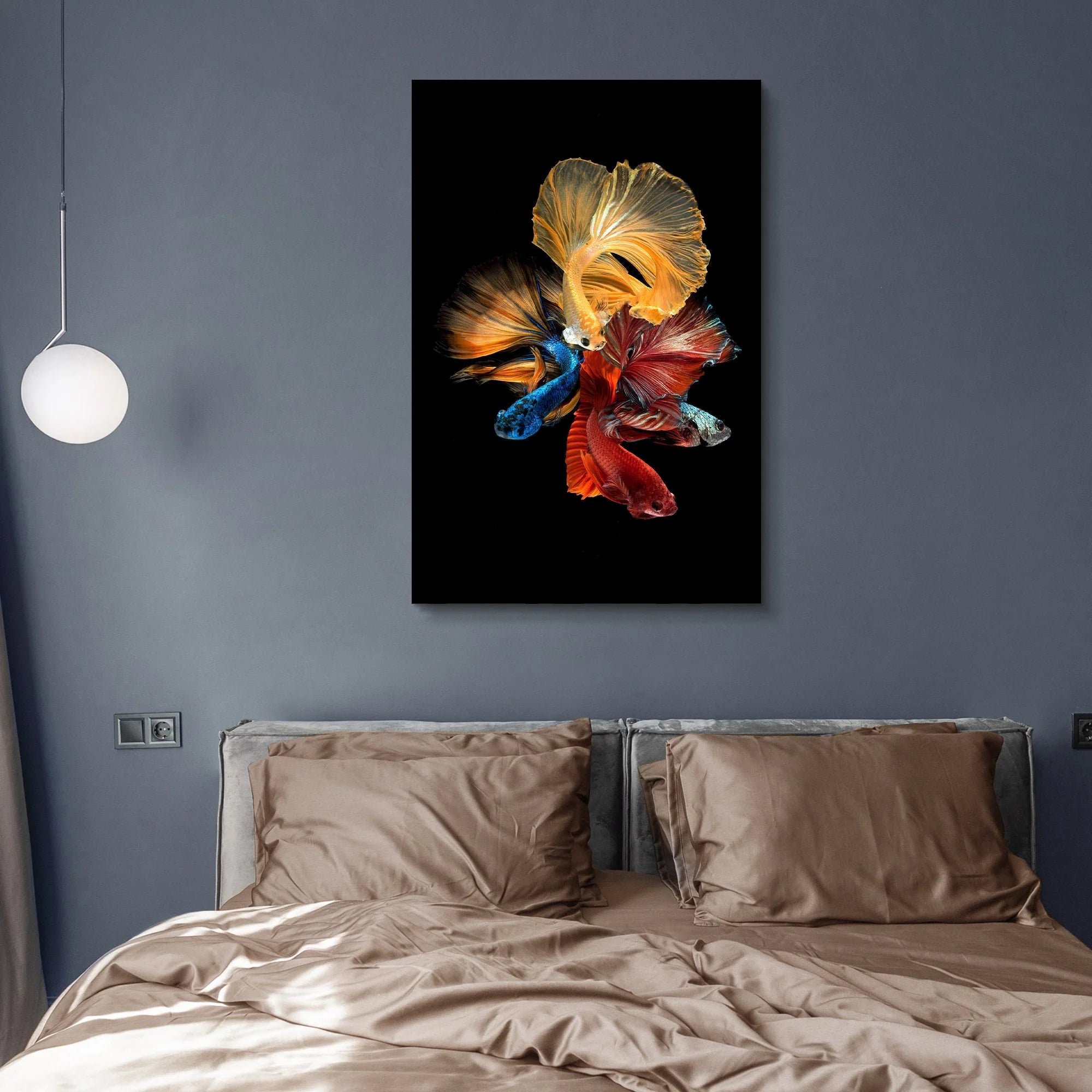 Multi-color Fishes Glass Wall Art 32"x48"