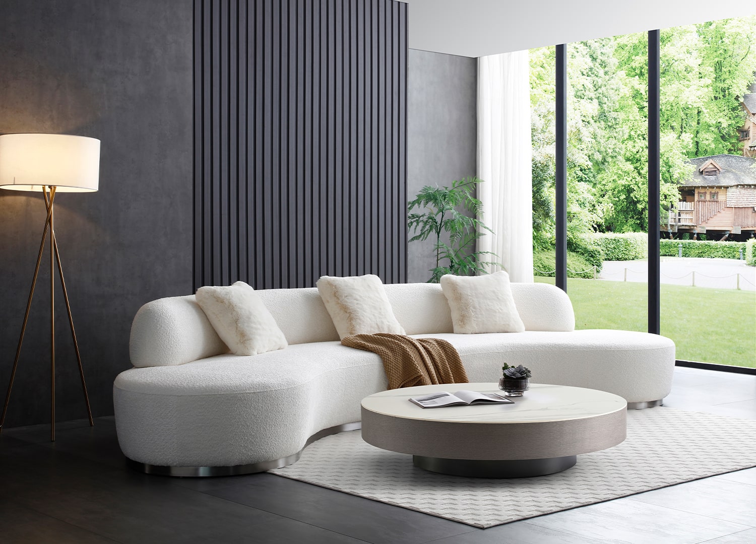 Brickell Contemporary Sofa Cream