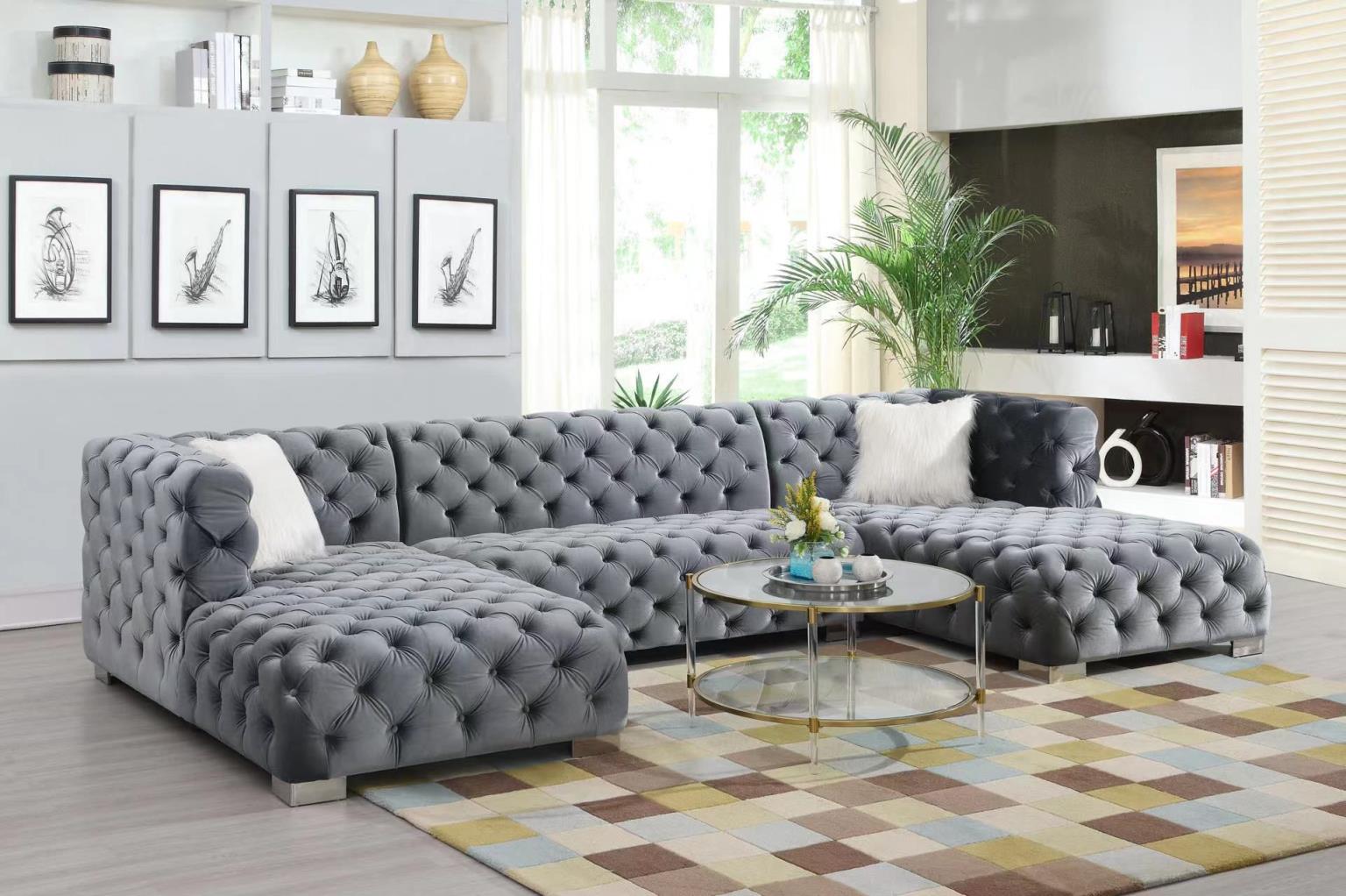 Black Velvet 3pc. Sectional
