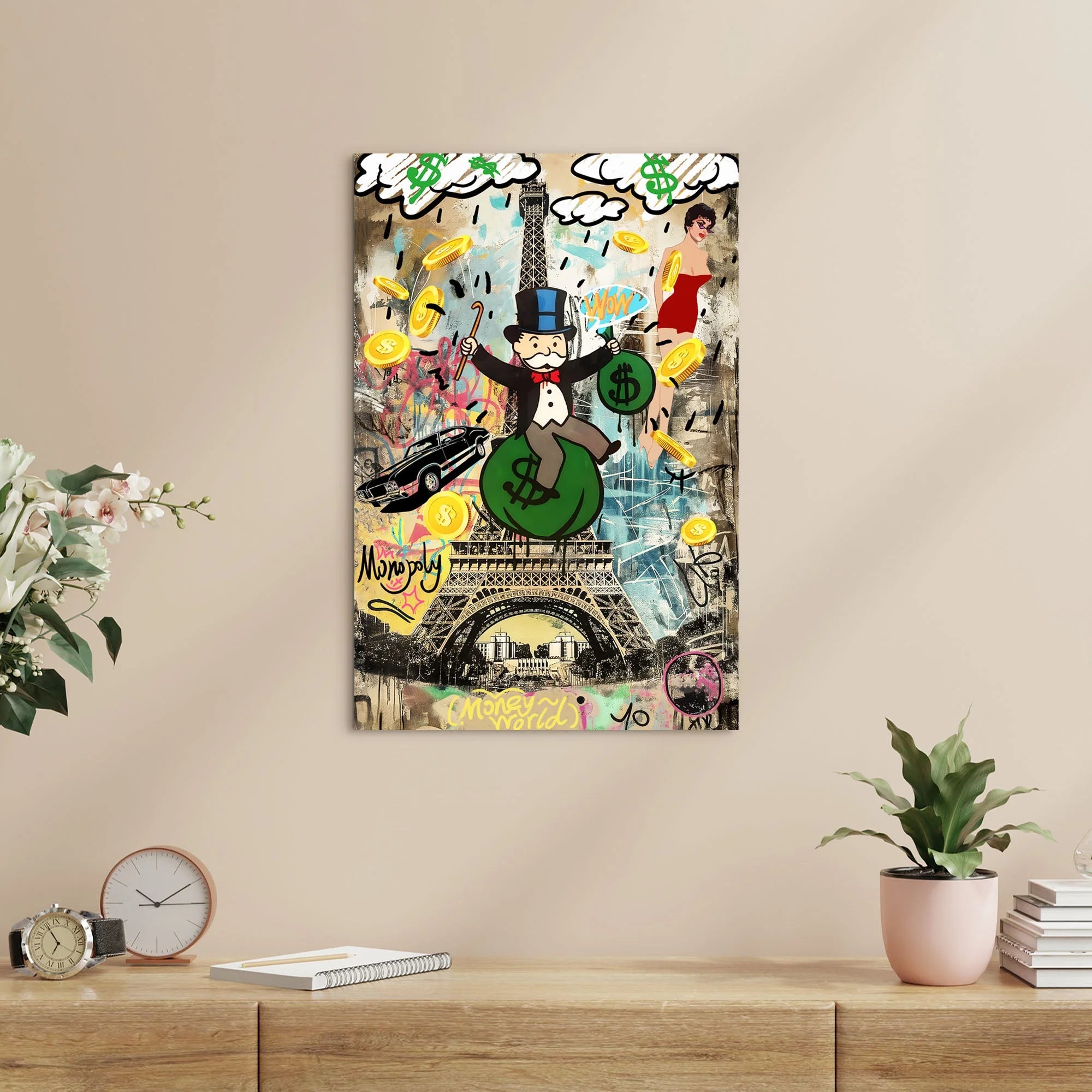 Monopoly man tempered glass wall art 47"H x 32"W