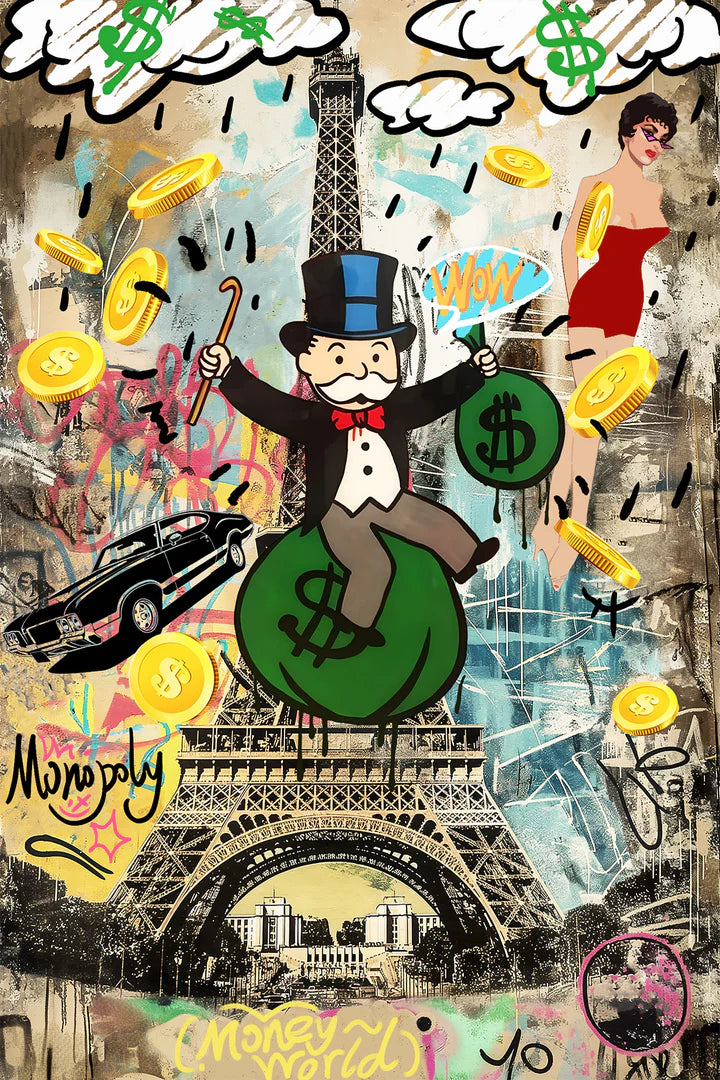 Monopoly man tempered glass wall art 47"H x 32"W