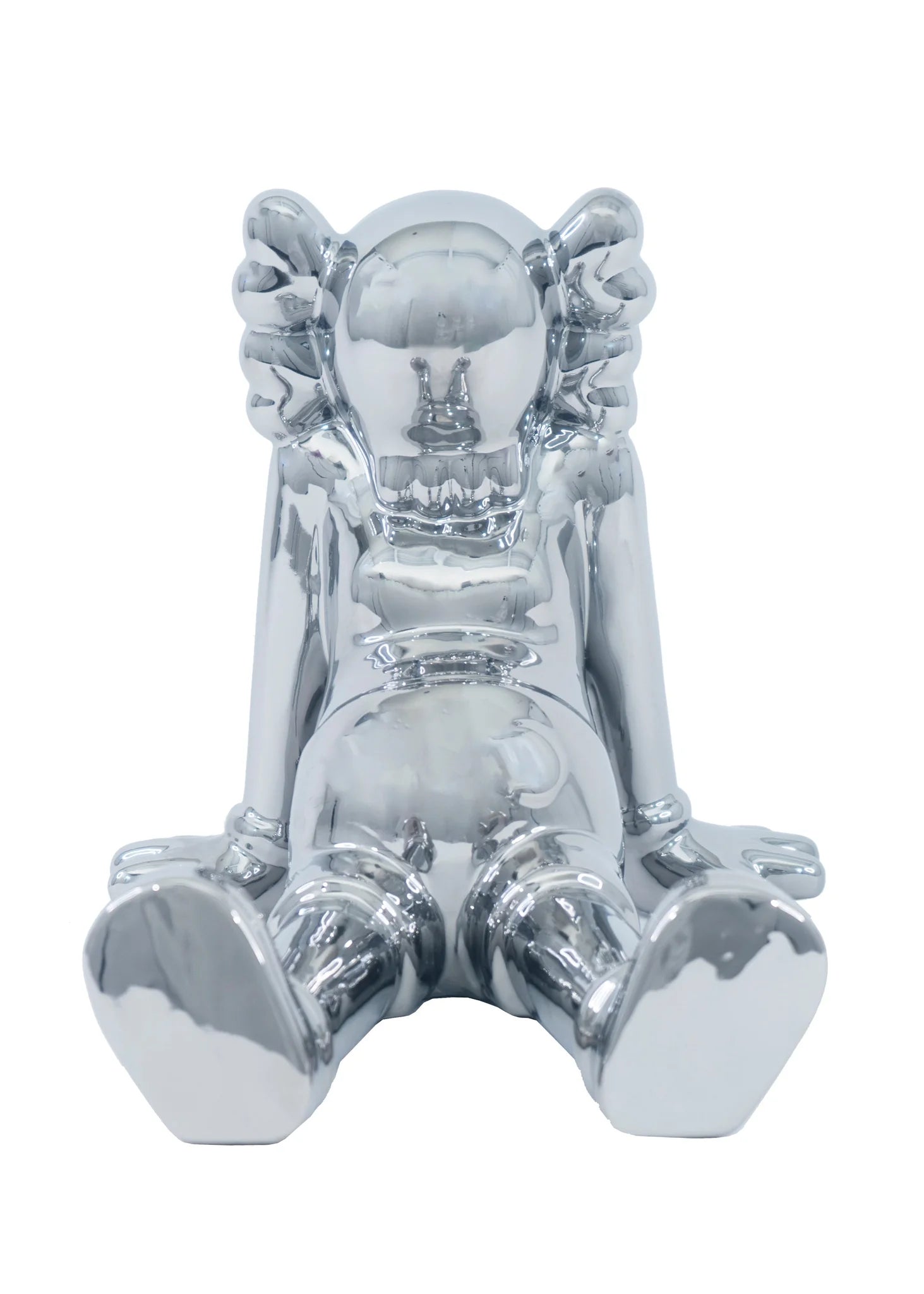 Silver Sitting Kaws Ceramic Sculpture