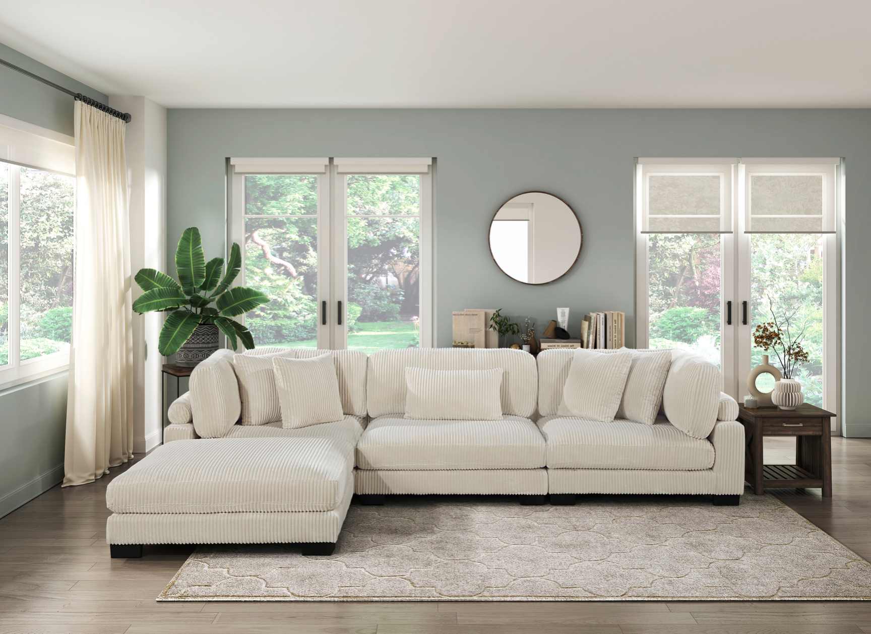 Traverse Taupe 4-Piece Modular Sectional with Ottoman