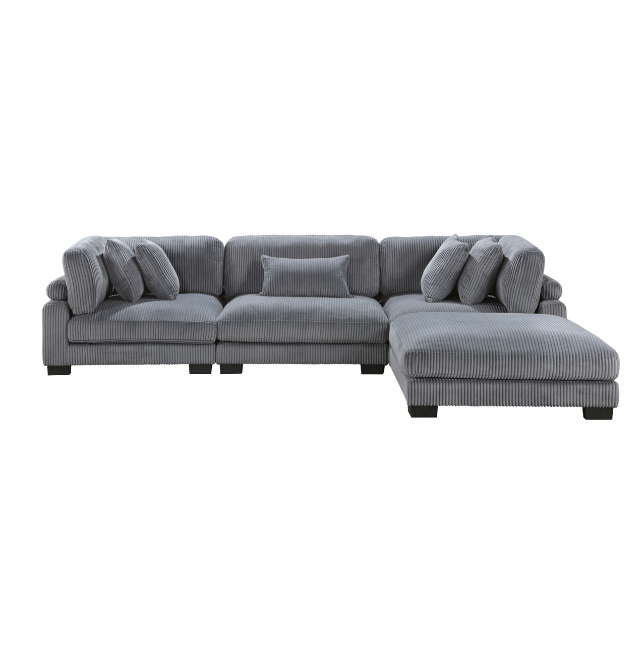 Traverse Grey 4-Piece Modular Sectional with Ottoman