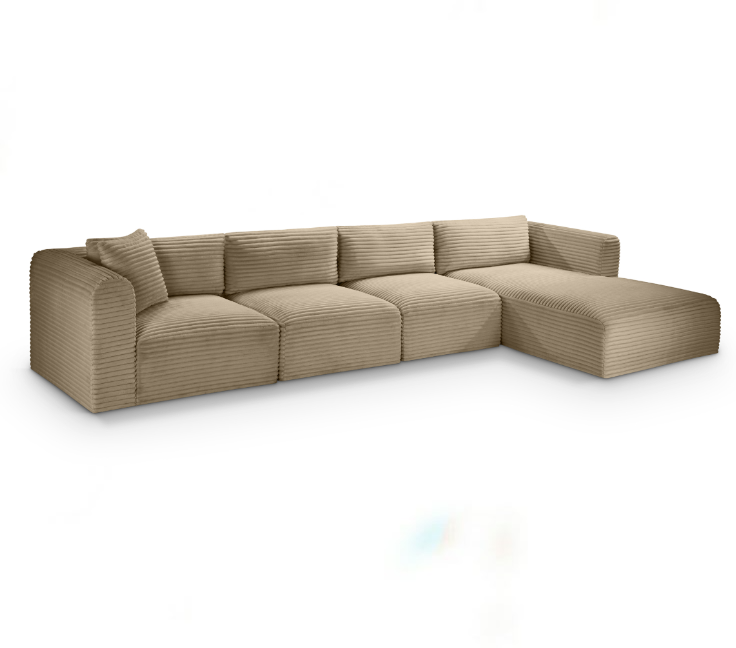 Shaggy 145" Corduroy Performance Fabric Upholstered Upholstered Modular Sectional