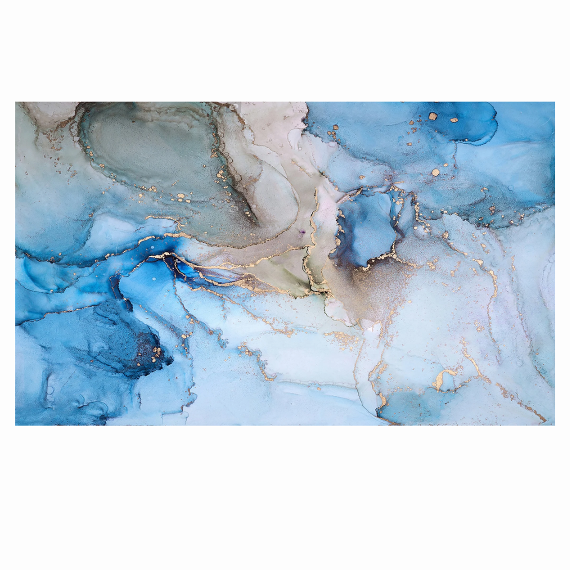 Aqua Abstract Glass Wall Art 60"x36"