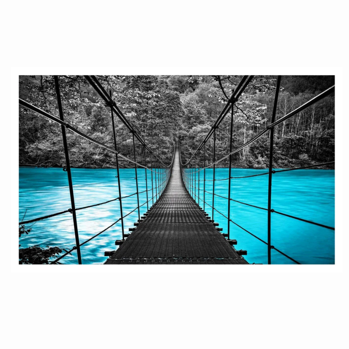 Blue Water Bridge Glass Wall Art 60"x36"
