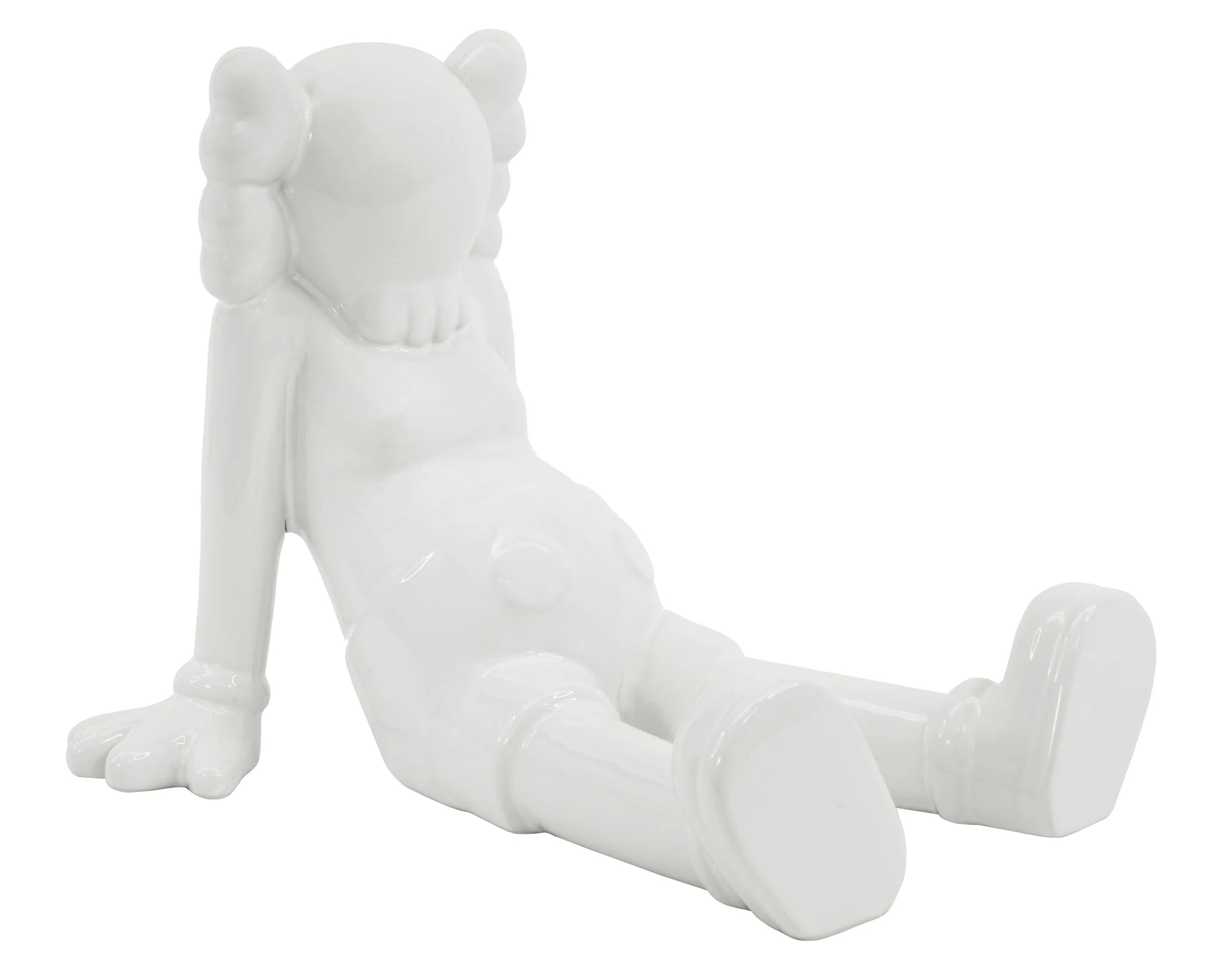 White Sitting Kaws Ceramic Sculpture