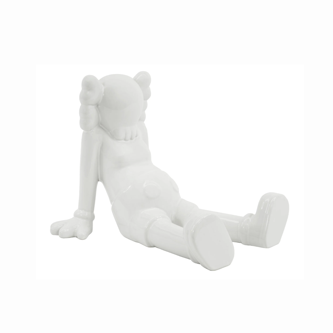 White Sitting Kaws Ceramic Sculpture